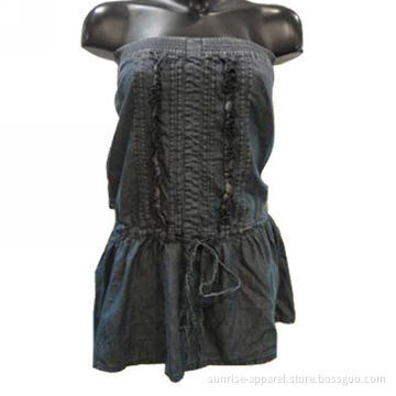 Ladies Denim Low-cup Dress, Customized Designs and Logos are Accepted